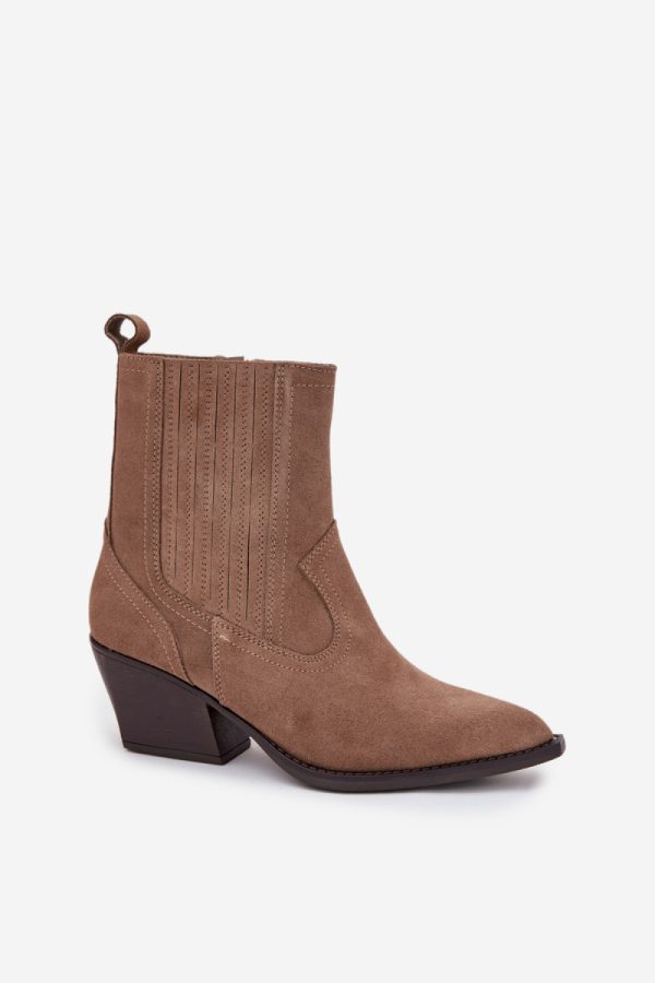 Beige Heel Boots in Women`s Ankle Boots & Booties with Fabric, Warmers, Footbed, Upper Height and Heel Height