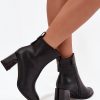 Black Heel Boots in Women`s Ankle Boots & Booties with Fabric, Warmers, Footbed, Upper Height and Heel Height