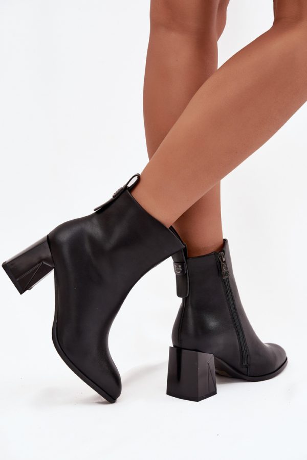 Black Heel Boots in Women`s Ankle Boots & Booties with Fabric, Warmers, Footbed, Upper Height and Heel Height