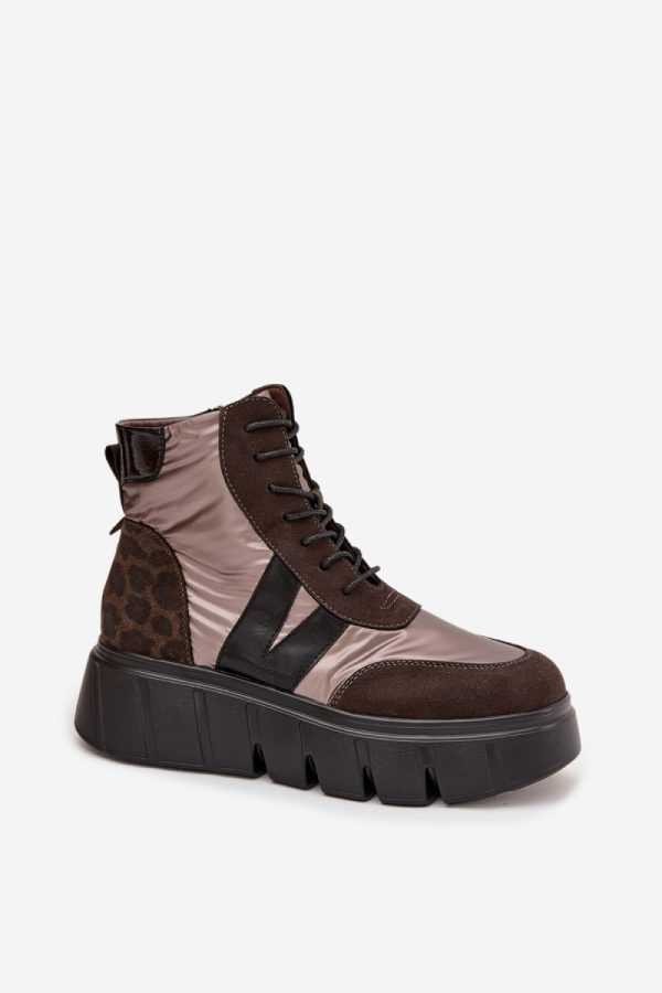 Brown Platform Boots in Women`s Ankle Boots & Booties with Fabric, Warmers, Footbed, Upper Height and Platform Height