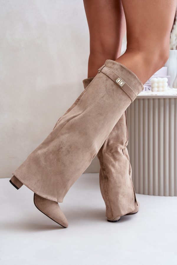beige Heel boots model 222536 Step in style