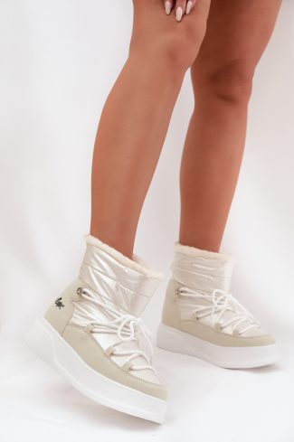 1107516.jpg White Snow Boots in Women`s Ankle Boots & Booties with Fabric, Warmers, Footbed, Upper Height and Platform Height