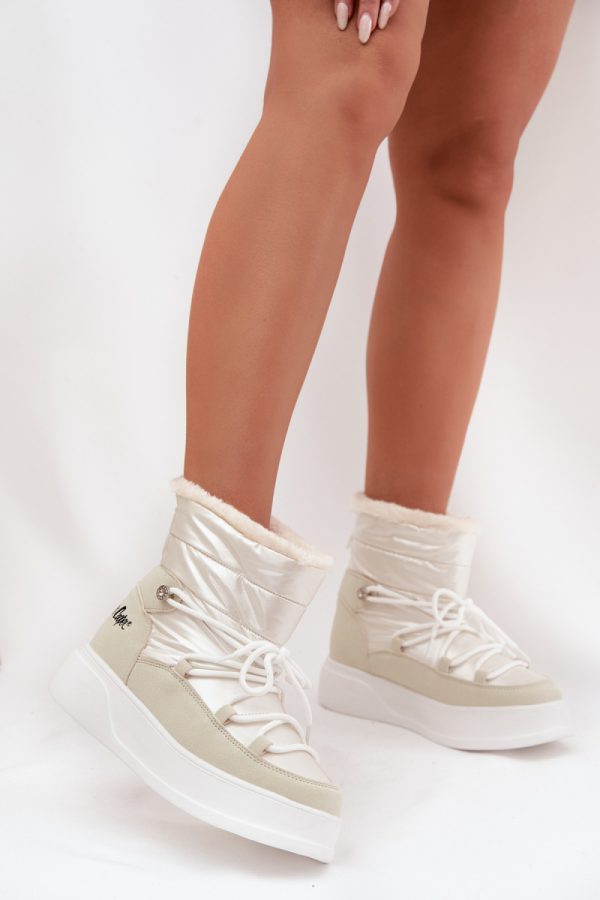 White Snow Boots in Women`s Ankle Boots & Booties with Fabric, Warmers, Footbed, Upper Height and Platform Height