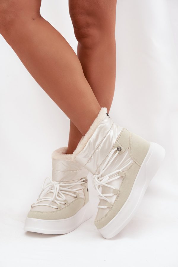 White Snow Boots in Women`s Ankle Boots & Booties with Fabric, Warmers, Footbed, Upper Height and Platform Height