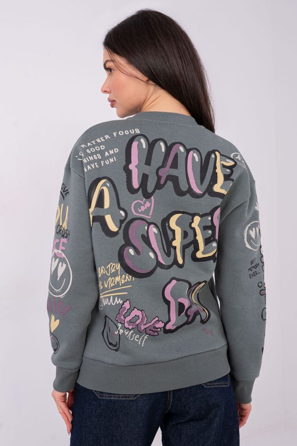 Green Sweatshirt in Sweatshirts For Women with Cotton and Polyester
