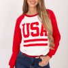 Red Sweatshirt in Sweatshirts For Women with Cotton, Spandex and Polyester