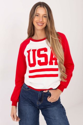 Red Sweatshirt in Sweatshirts For Women with Cotton, Spandex and Polyester