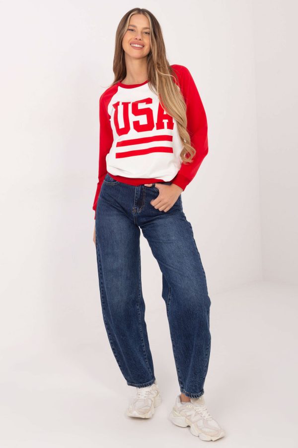 Red Sweatshirt in Sweatshirts For Women with Cotton, Spandex and Polyester