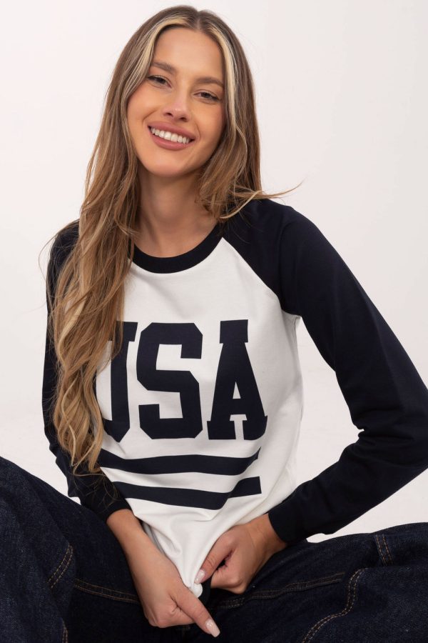 Navy Blue Sweatshirt in Sweatshirts For Women with Cotton, Spandex and Polyester