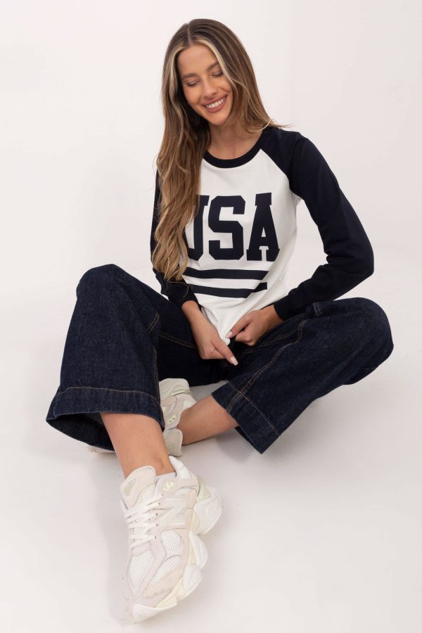 Navy Blue Sweatshirt in Sweatshirts For Women with Cotton, Spandex and Polyester
