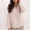 Beige Coat in Women`s Coats, Jackets with Polyester