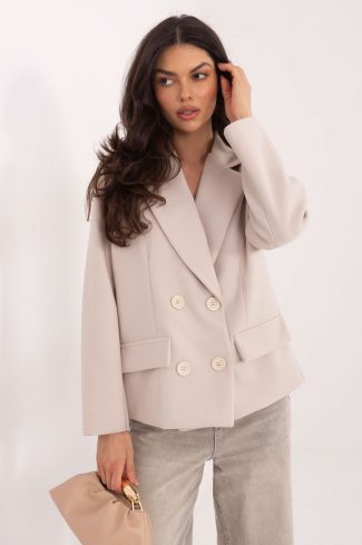 Beige Coat in Women`s Coats, Jackets with Polyester