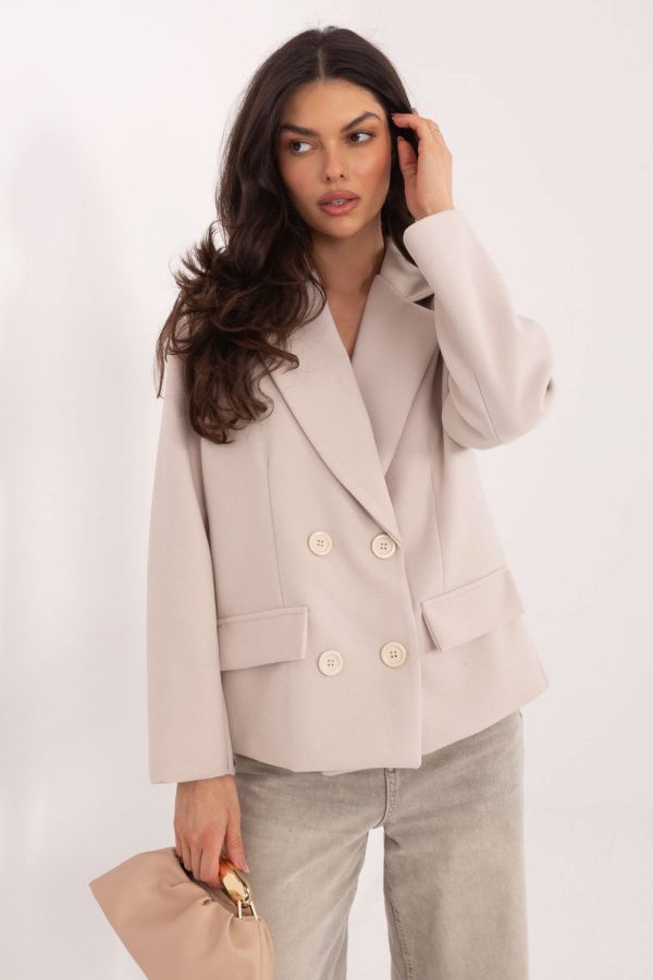Beige Coat in Women`s Coats, Jackets with Polyester