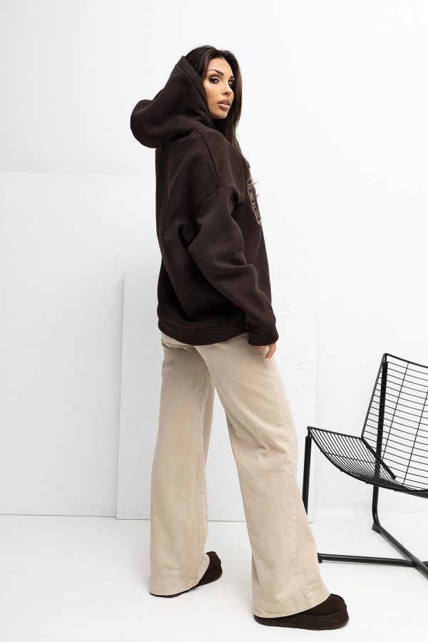 Brown Sweatshirt in Sweatshirts For Women with Cotton and Spandex