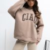 Beige Sweatshirt in Sweatshirts For Women with Cotton and Spandex
