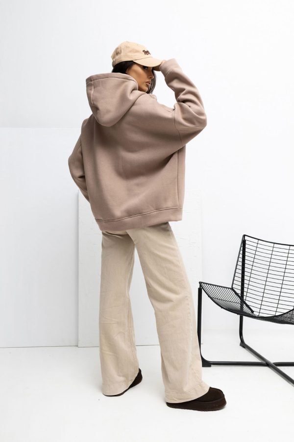 Beige Sweatshirt in Sweatshirts For Women with Cotton and Spandex