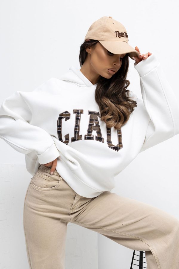 Beige Sweatshirt in Sweatshirts For Women with Cotton and Spandex