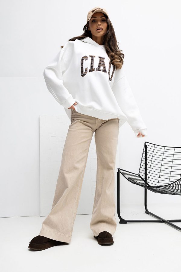 Beige Sweatshirt in Sweatshirts For Women with Cotton and Spandex