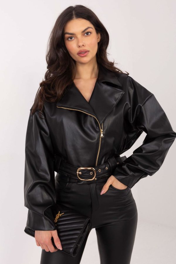Black Jacket in Women`s Coats, Jackets with Polyurethane and Polyester