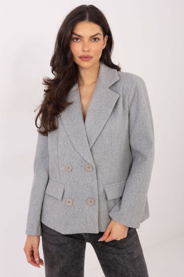 Grey Coat in Women`s Coats, Jackets with Polyester