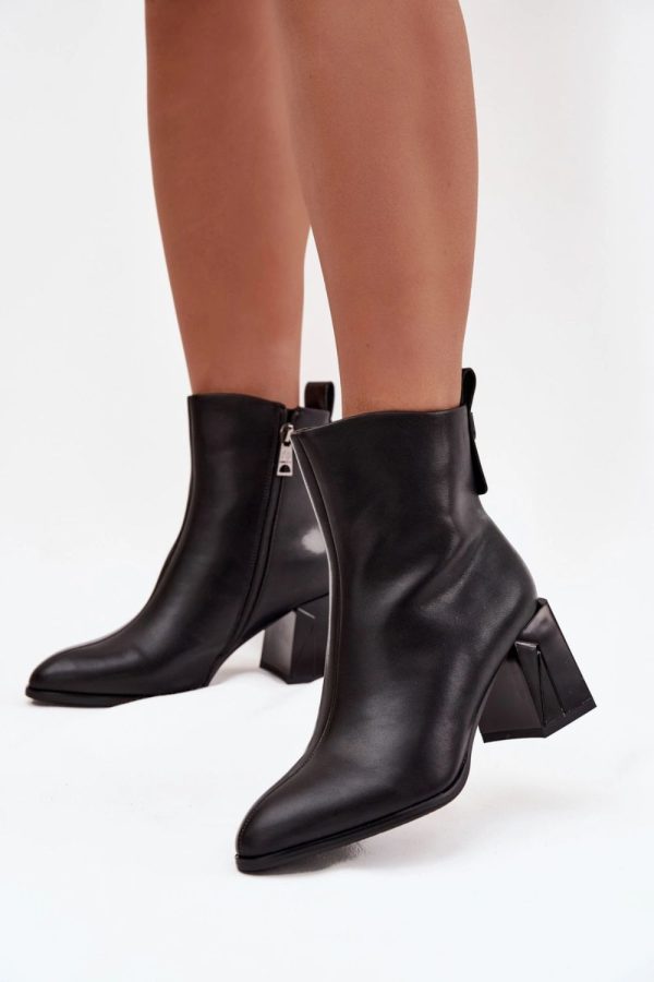 Black Heel Boots in Women`s Ankle Boots & Booties with Fabric, Warmers, Footbed, Upper Height and Heel Height