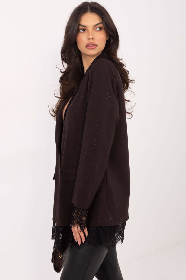 Brown Jacket in Jackets, Vests For Women with Spandex and Polyester