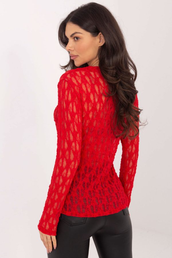 Red Blouse in Women`s Blouses, Tunics with Spandex and Viscose
