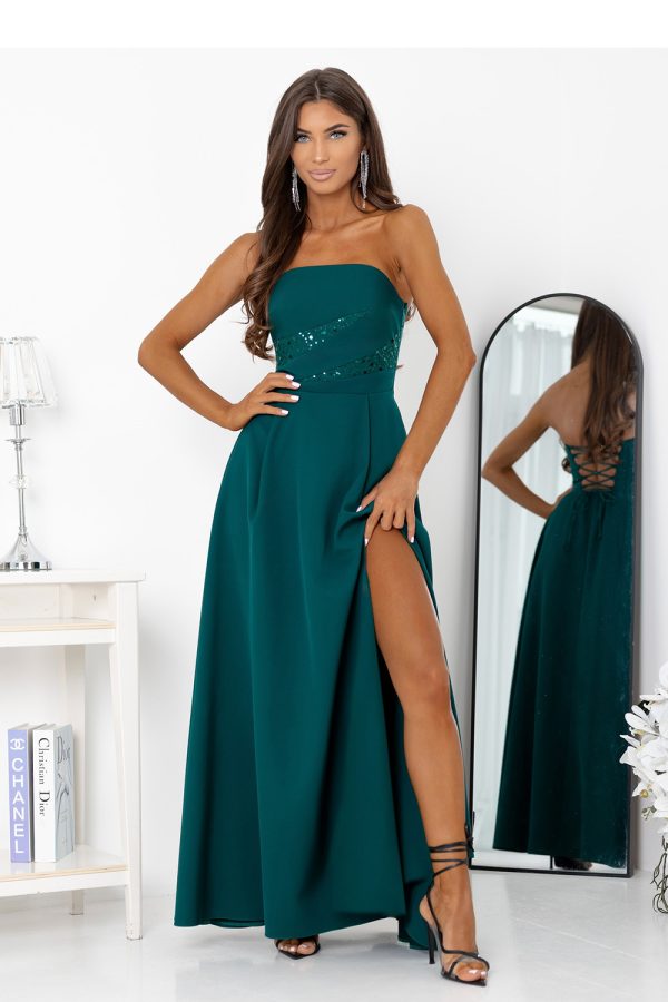 Green Long Dress in Evening Dresses with Cotton, Spandex and Polyester
