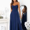 Navy Blue Long Dress in Evening Dresses with Cotton, Spandex and Polyester