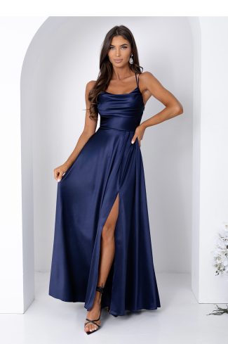 Navy Blue Long Dress in Evening Dresses with