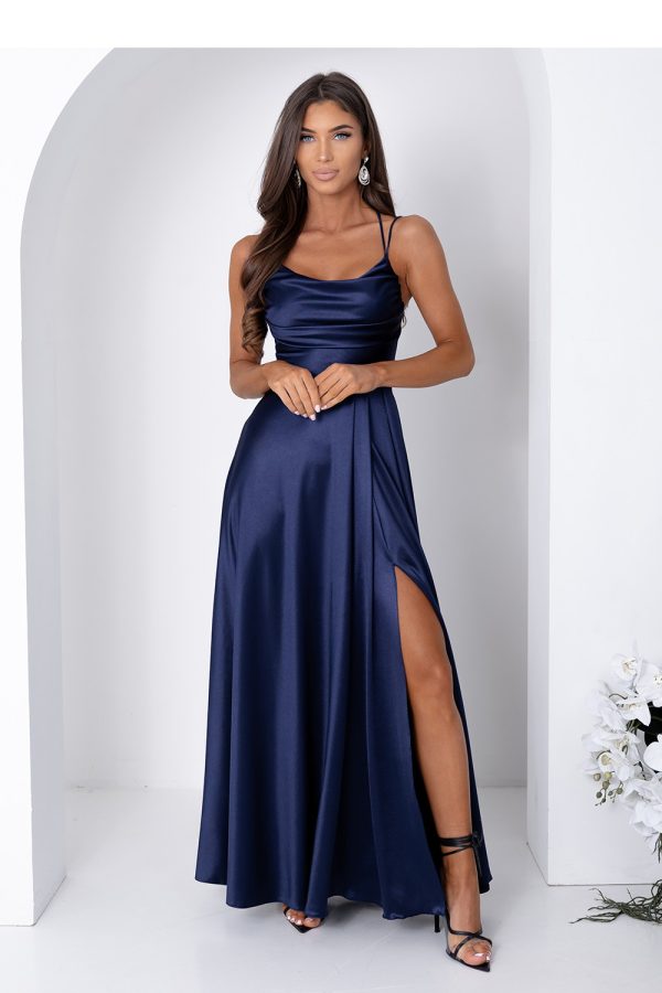 Navy Blue Long Dress in Evening Dresses with
