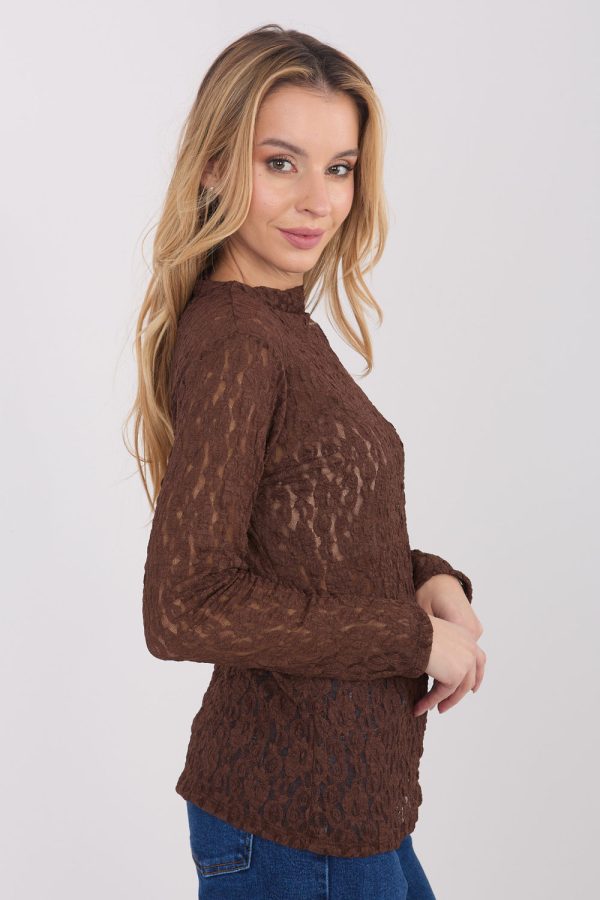Brown Blouse in Women`s Blouses, Tunics with Spandex and Viscose