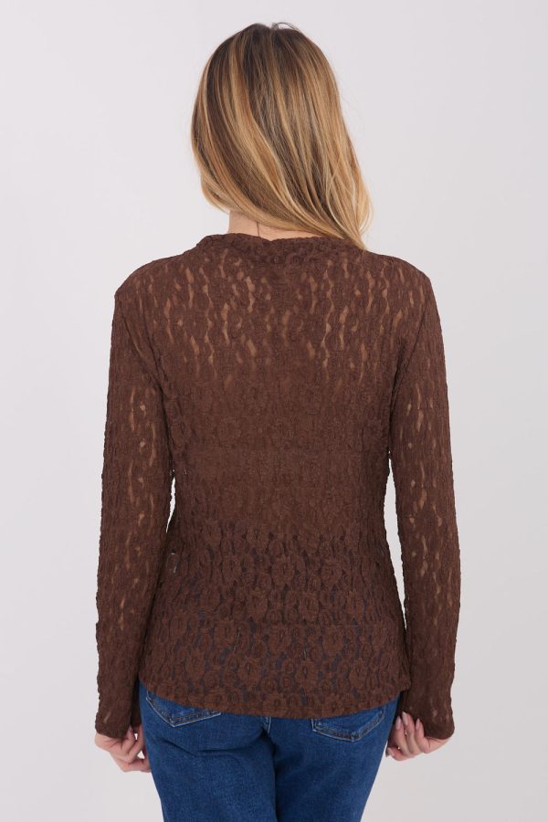 Brown Blouse in Women`s Blouses, Tunics with Spandex and Viscose