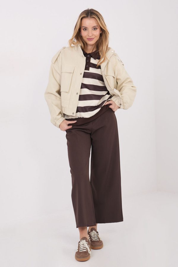 Beige Sweatshirt in Sweatshirts For Women with Spandex and Viscose