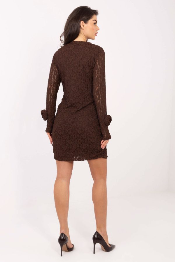 Brown Short Dress in Evening Dresses with Spandex and Viscose