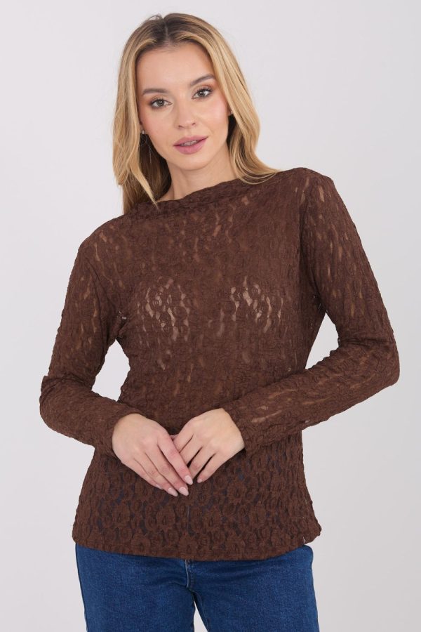 Brown Blouse in Women`s Blouses, Tunics with Spandex and Viscose