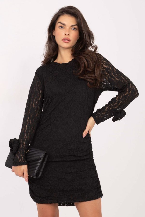 Black Short Dress in Evening Dresses with Spandex and Viscose