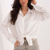 White Long Sleeve Shirt in Shirts For Women with Viscose