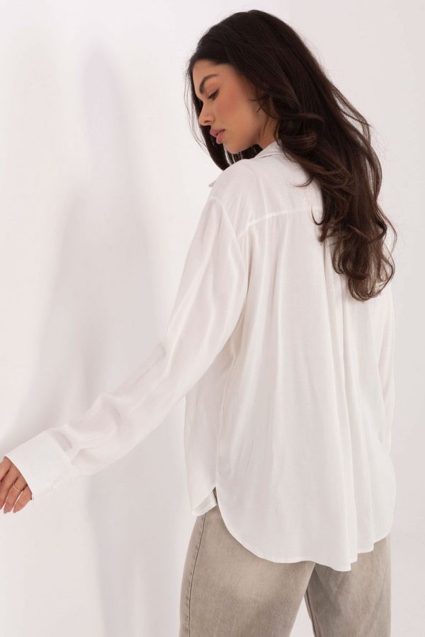 White Long Sleeve Shirt in Shirts For Women with Viscose