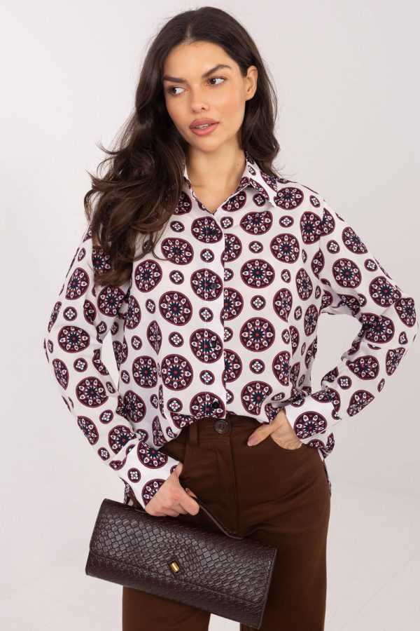 Red Long Sleeve Shirt in Shirts For Women with Spandex and Polyester
