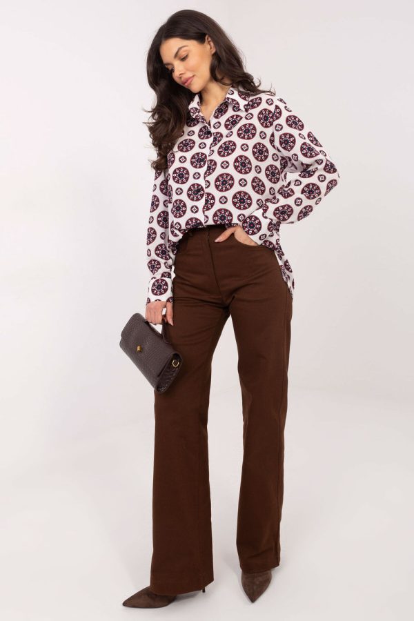 Red Long Sleeve Shirt in Shirts For Women with Spandex and Polyester