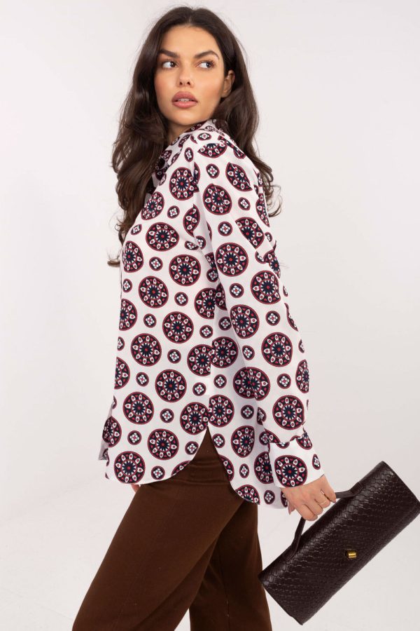 Red Long Sleeve Shirt in Shirts For Women with Spandex and Polyester