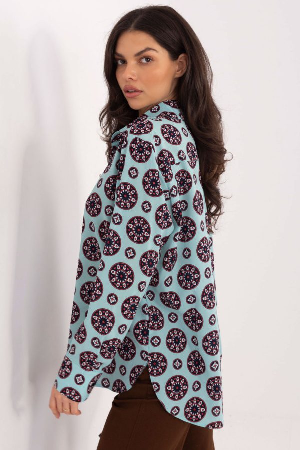 Green Long Sleeve Shirt in Shirts For Women with Spandex and Polyester