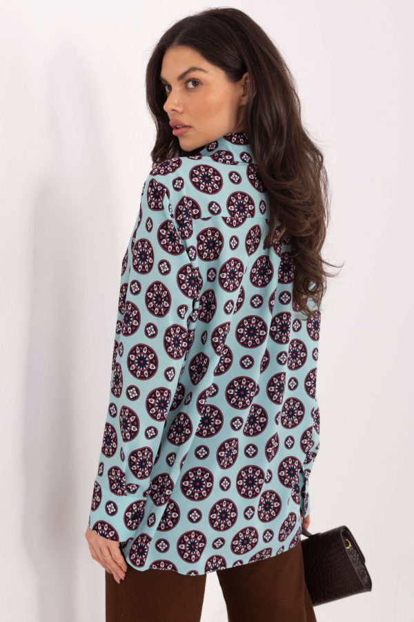 Green Long Sleeve Shirt in Shirts For Women with Spandex and Polyester
