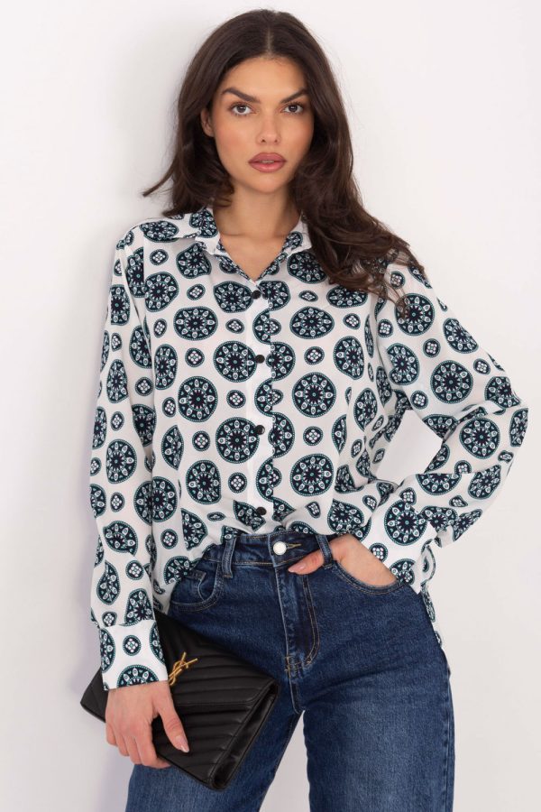 Grey Long Sleeve Shirt in Shirts For Women with Spandex and Polyester