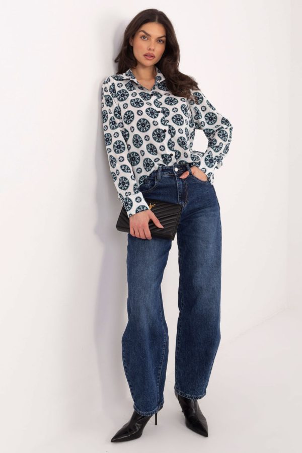 Grey Long Sleeve Shirt in Shirts For Women with Spandex and Polyester