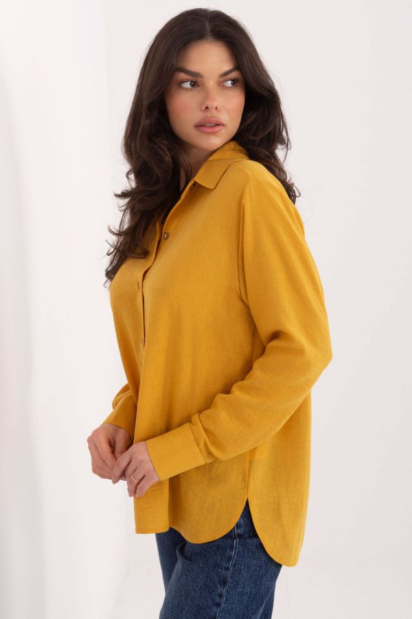 Yellow Long Sleeve Shirt in Shirts For Women with Cotton