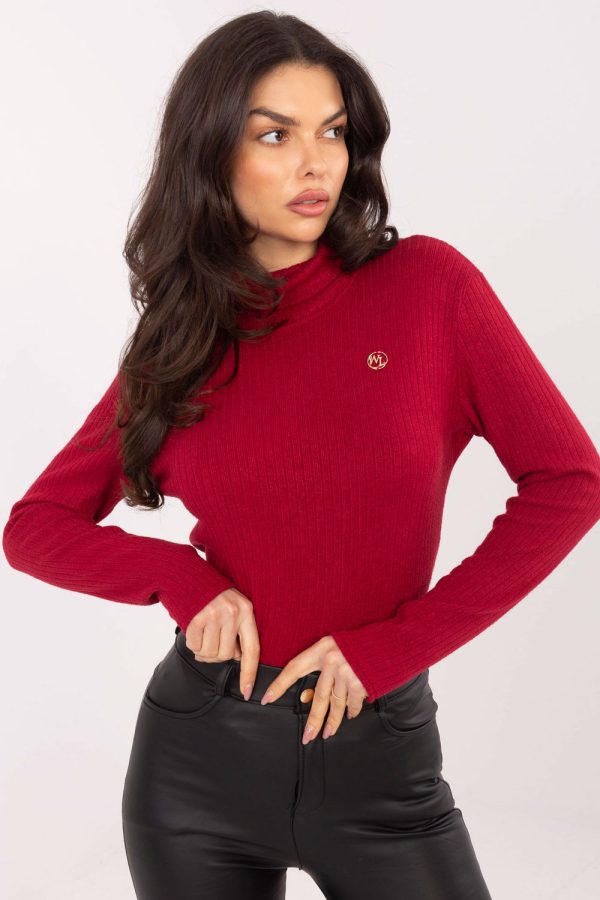 Red Turtleneck in Sweaters, Pullovers, Jumpers, Turtlenecks, Boleros, Shrugs with Spandex, Polyester and Viscose