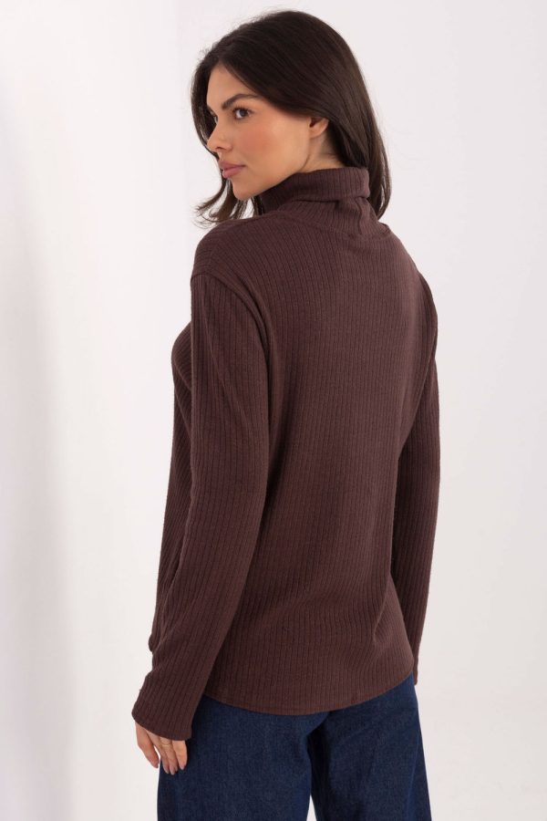 Brown Turtleneck in Sweaters, Pullovers, Jumpers, Turtlenecks, Boleros, Shrugs with Spandex, Polyester and Viscose