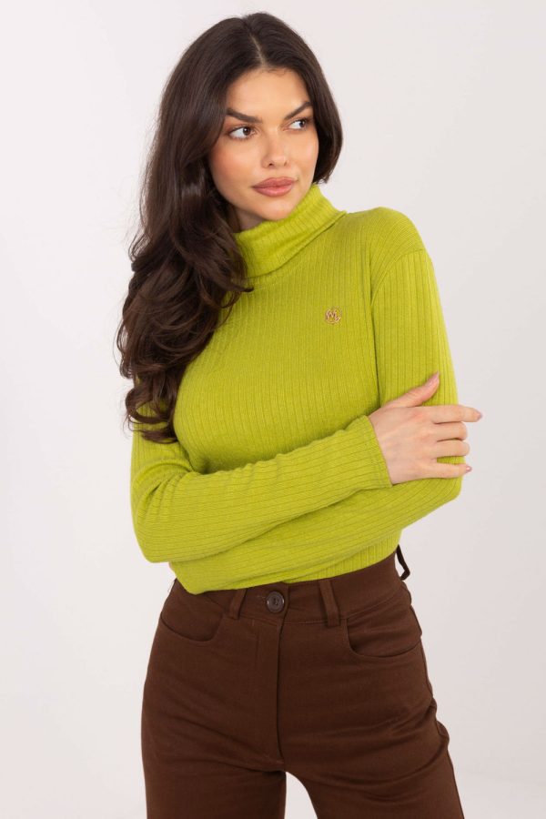 Green Turtleneck in Sweaters, Pullovers, Jumpers, Turtlenecks, Boleros, Shrugs with Spandex, Polyester and Viscose